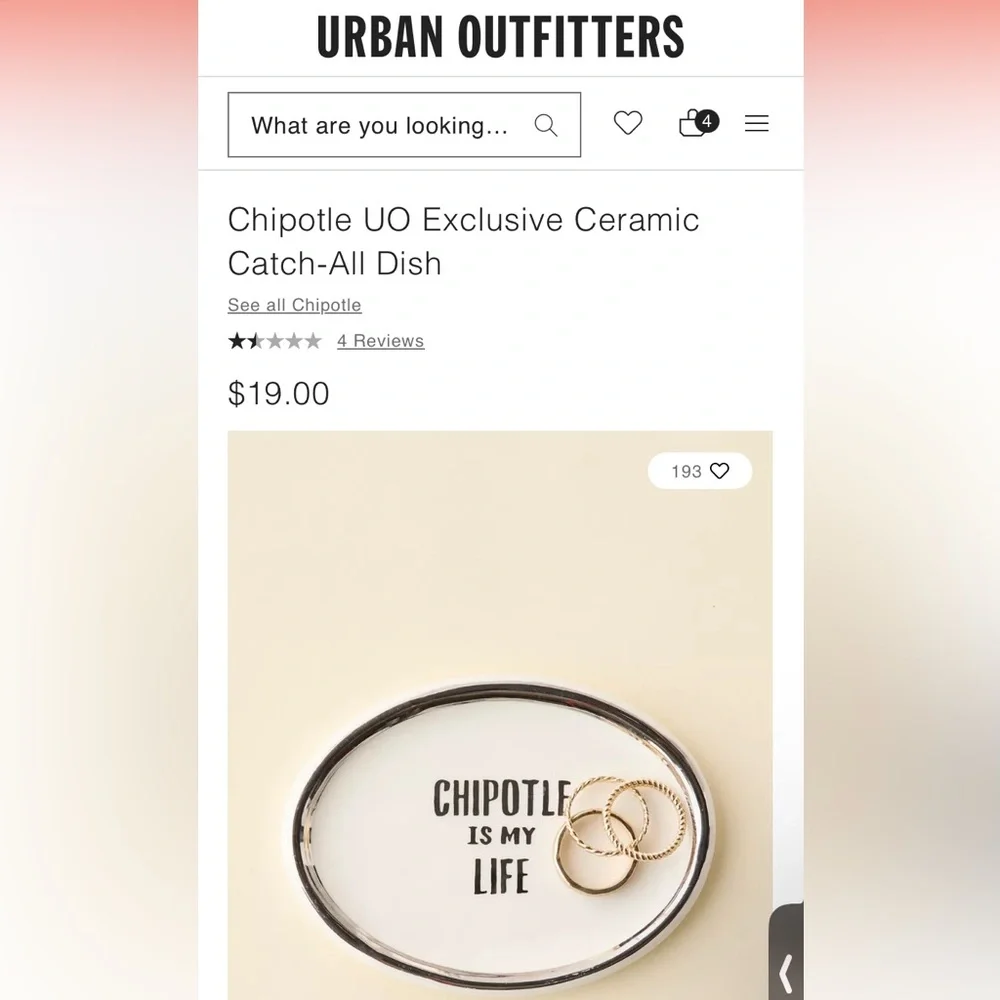 Chipotle Is My Life Ceramic Ring/Trinket Dish - NEVER USED! home decor jewelery - Picture 2 of 7
